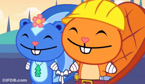Two Cartoon Characters One In Yellow Hard Hat GIF