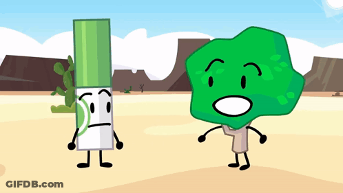 Two Cartoon Characters One Is A Tree GIF