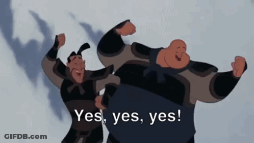 Two Cartoon Characters One Saying Yes Yes Yes GIF