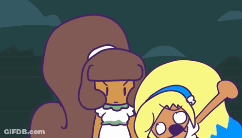 Two Cartoon Characters One Wearing Christmas Hat GIF