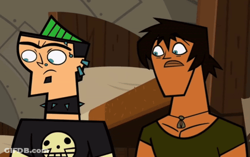 Two Cartoon Characters One Wearing Skull Shirt GIF