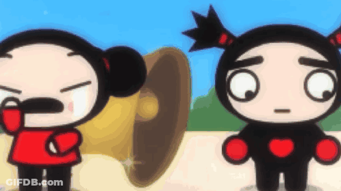 Two Cartoon Characters One With Red Heart GIF