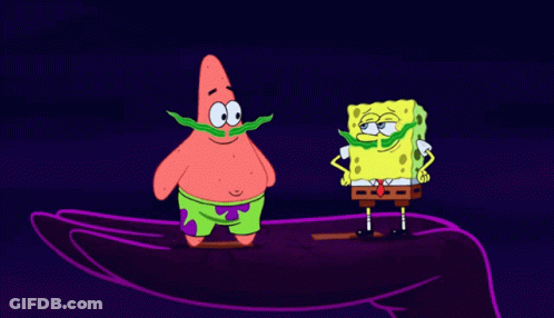Two Cartoon Characters Patrick And Spongebob Are Dancing Together GIF