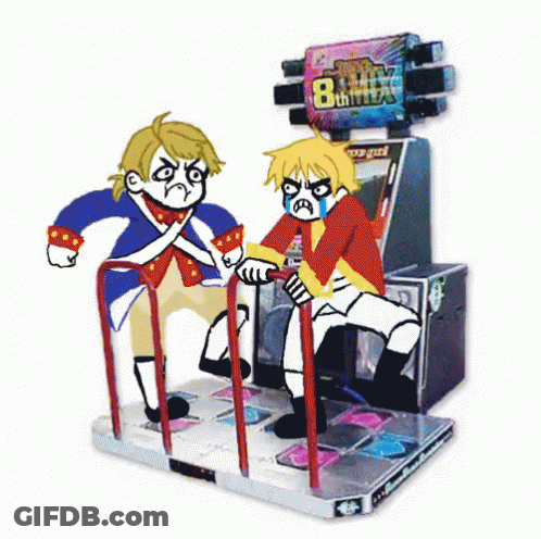 Two Cartoon Characters Playing 8Th Mix Game GIF