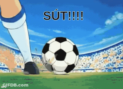 Two Cartoon Characters Playing Soccer With Netflix Logo GIF