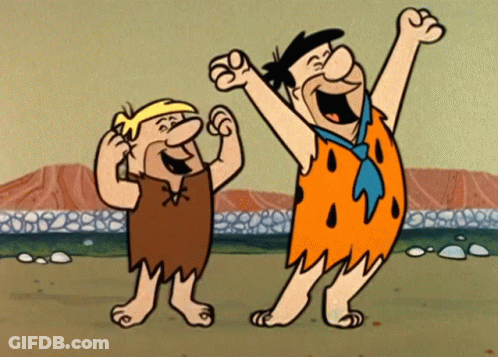 Two Cartoon Characters Raising Hands GIF