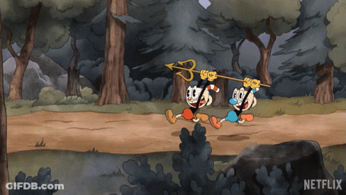 Two Cartoon Characters Running Through Forest Netflix GIF
