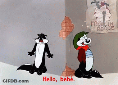 Two Cartoon Characters Saying Hello Bebe GIF