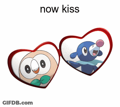 Two Cartoon Characters Saying Now Kiss GIF
