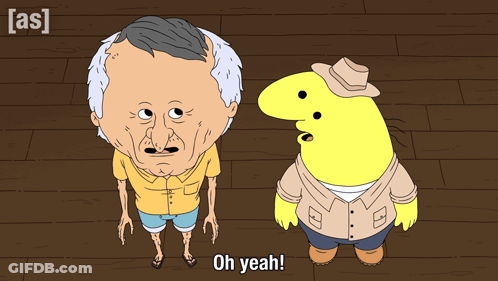 Two Cartoon Characters Saying Oh Yeah GIF