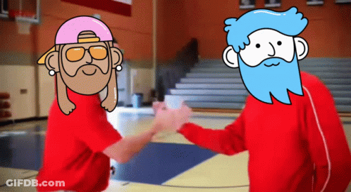 Two Cartoon Characters Shaking Hands GIF