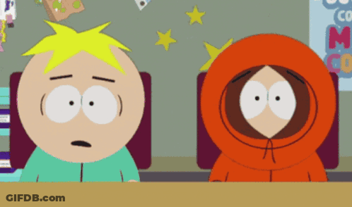 Two Cartoon Characters Sitting Beside ABC Sign GIF