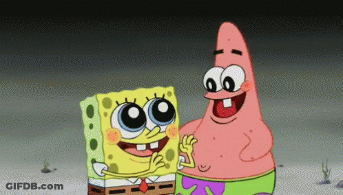 Two Cartoon Characters Spongebob And Patrick Are Standing Next To Each Other GIF
