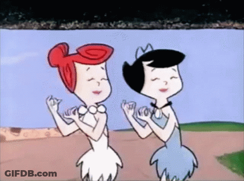 Two Cartoon Characters Standing GIF
