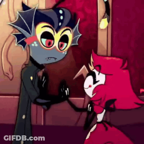 Two Cartoon Characters Standing And Talking GIF