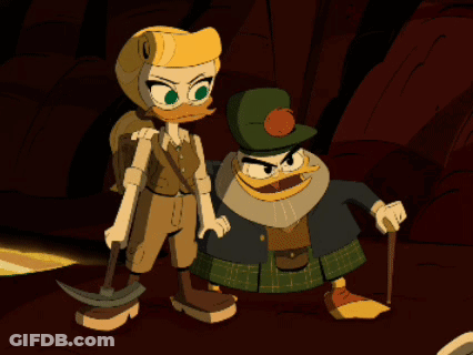 Two Cartoon Characters Standing In A Cave GIF