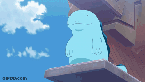 Two Cartoon Characters Standing In Water One With Red Tongue GIF