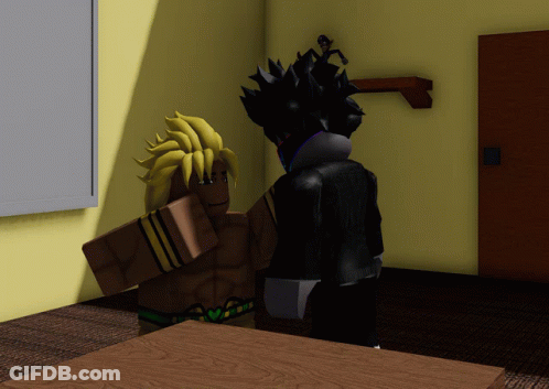 Two Cartoon Characters Standing Next To Each Other GIF