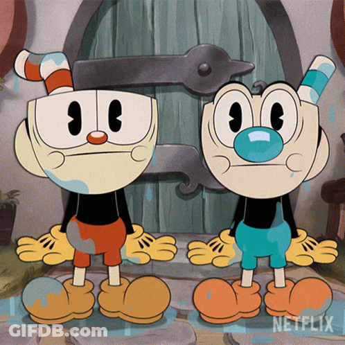Two Cartoon Characters Standing Next To Each Other With A Netflix Logo On The Bottom GIF
