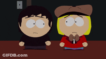 Two Cartoon Characters Standing Next To Each Other With One Wearing A Brown Hat GIF