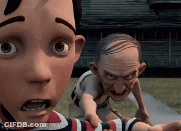 Two Cartoon Characters Standing Side By Side GIF