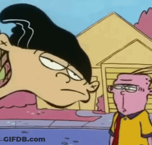Two Cartoon Characters Standing Together GIF
