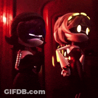 Two Cartoon Characters Standing Together GIF