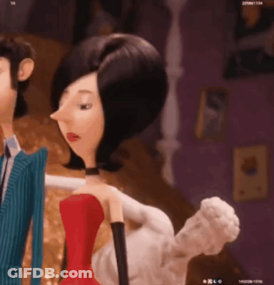 Two Cartoon Characters Standing Together GIF