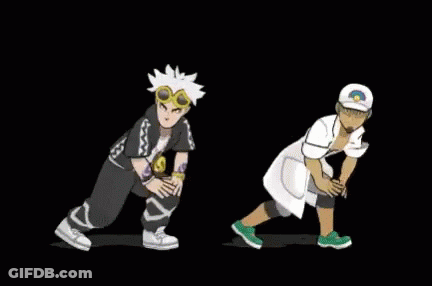Two Cartoon Characters Standing Together GIF