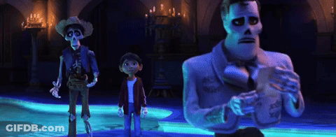 Two Cartoon Characters Standing Together GIF