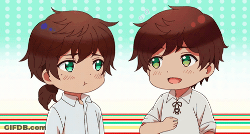 Two Cartoon Characters Standing Together GIF