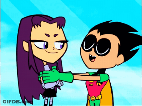 Two Cartoon Characters Standing Together GIF