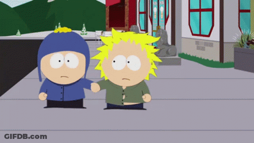 Two Cartoon Characters Standing Together GIF