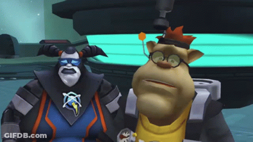 Two Cartoon Characters Standing Together GIF