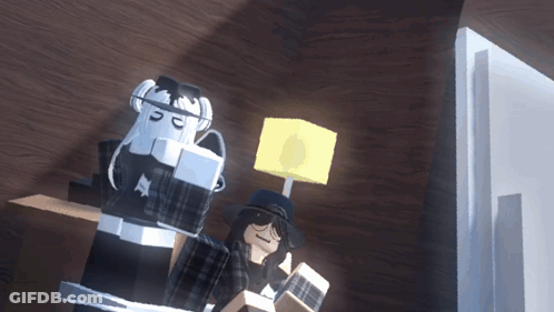 Two Cartoon Characters Standing Together One With Hat GIF