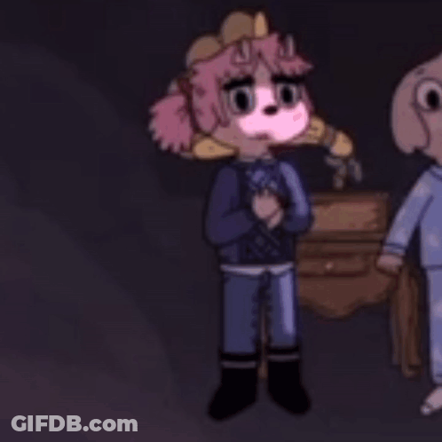 Two Cartoon Characters Standing Together GIF