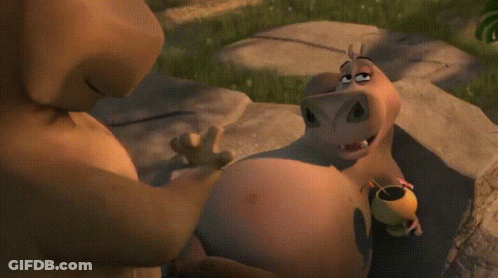 Two Cartoon Characters Talking On A Rock GIF