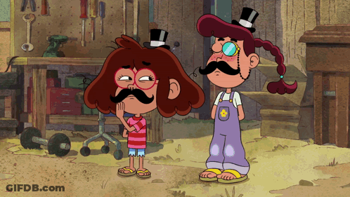 Two Cartoon Characters Top Hat And Mustache GIF