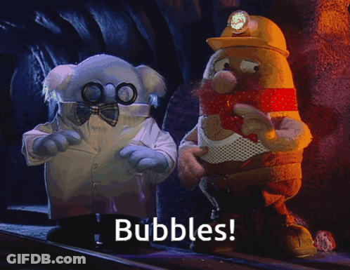 Two Cartoon Characters With Bubbles GIF
