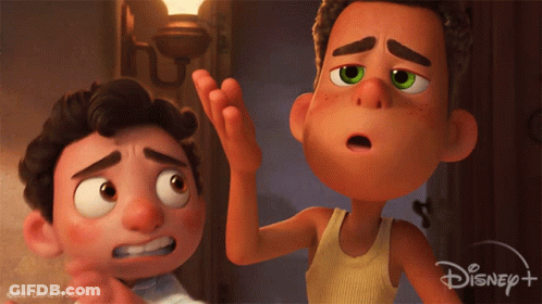 Two Cartoon Characters With Disney+ Logo GIF
