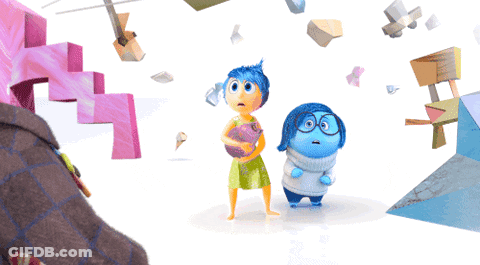 Two Cartoon Characters With Flying Boxes GIF