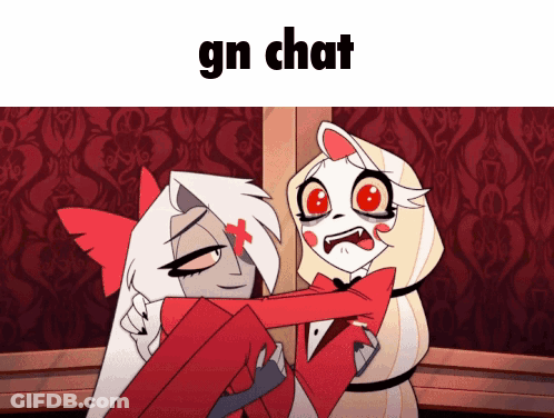 Two Cartoon Characters With Gn Chat GIF