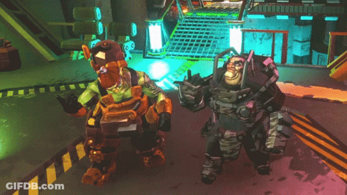 Two Cartoon Characters With Green Light Behind GIF