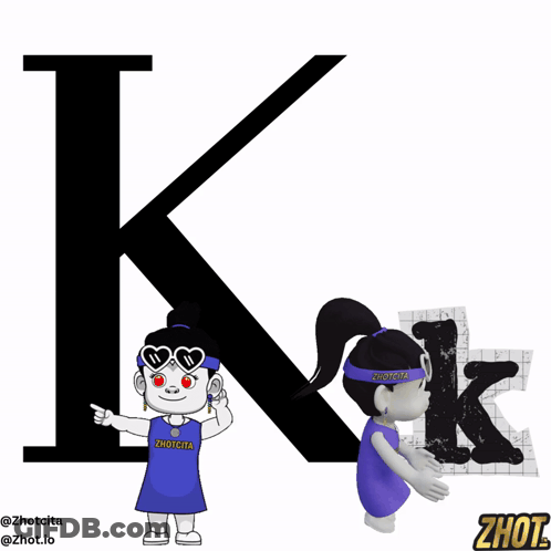 Two Cartoon Characters With Letter K GIF