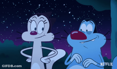 Two Cartoon Characters With Netflix Logo GIF