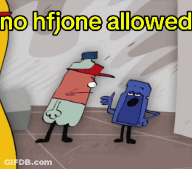 Two Cartoon Characters With No Hfjone Allowed GIF