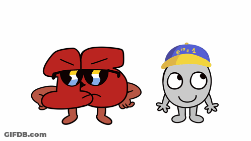 Two Cartoon Characters With One Wearing A Hat With The Number 1 GIF