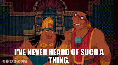 Two Cartoon Characters With The Words I 'Ve Never Heard Of Such A Thing Written Below Them GIF