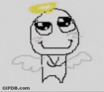 Two Cartoon Characters With Wings And A Halo On Their Heads GIF