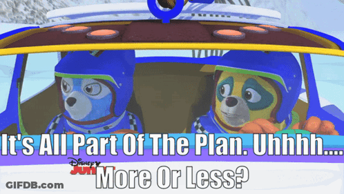Two Cartoon Dogs In Car Uhhhh More Or Less GIF